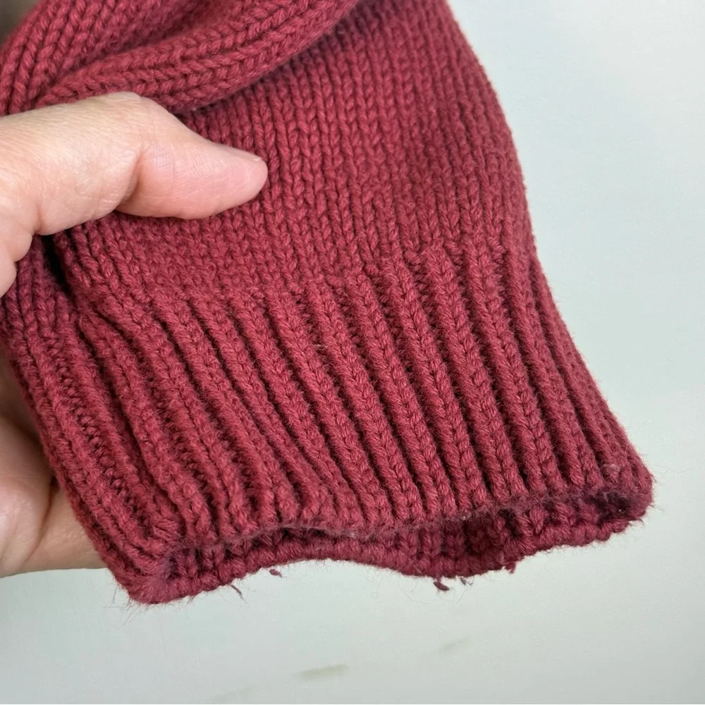 Reel Legends Men‎ Maroon V-Neck Sweater Fisherman 100% Cotton Ribbed Knitwear XL